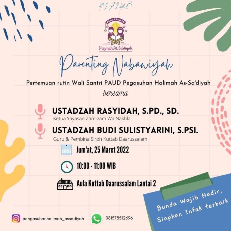 Parenting Nabawiyah walisantri PAUD Pengasuhan Halimah As-Sa’diyah